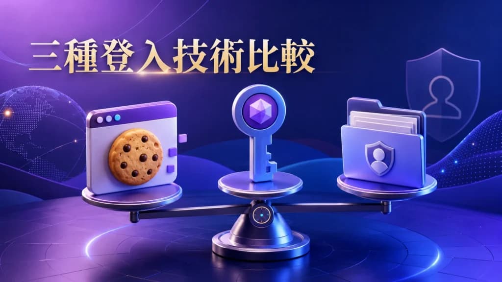 Cookie、Token、TDATA 三種登入技術比較圖示